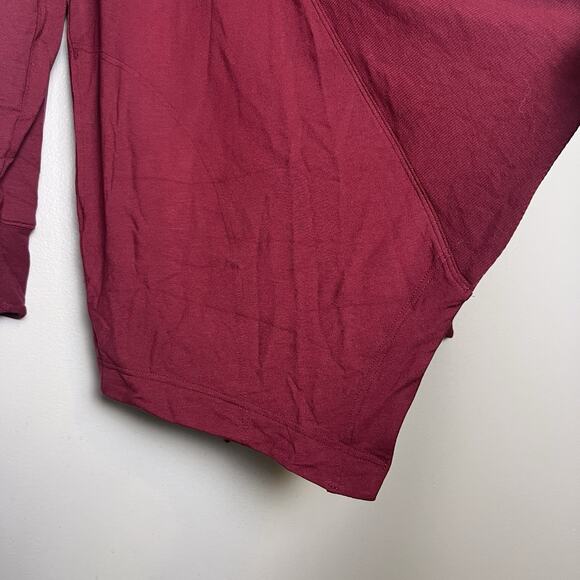Athleta Women's Open Front Cardigan Pocket Long Sz S Burgundy Layering Comfy - Picture 4 of 13